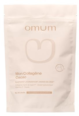 OMUM - Mon Collagène Cacao - Collagène marin hydrolysé de type 1 en poudre - Sans édulcorant ni arôme artificiel - Compatible grossesse et allaitement - Sachet de 180gr