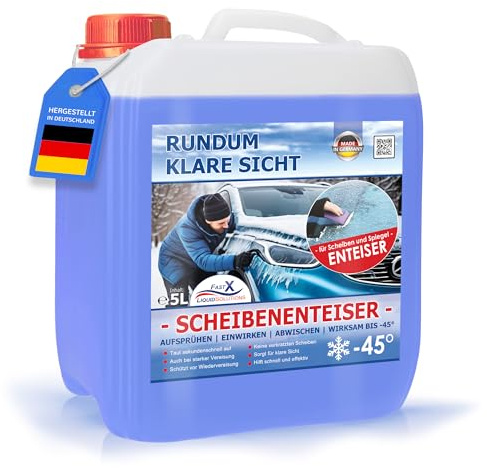 FASTX LIQUIDSOLUTIONS Fast X Hochleistungs-Scheibenenteiser – Schneller Enteiser für Klare Sicht und Sicherheit in der Winterzeit (5 Liter Kanister)