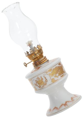 Garneck Retro Kerosene Oil Lamp with Glass Chimney Vintage Style Paraffin Lantern for Indoor Lighting, Outdoor Camping and Special Occasion Decoration