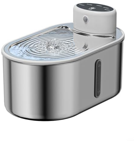 BlissfulAbode Katzenbrunnen Kabellos, 3L Trinkbrunnen für Katze, Katzenbrunnen mit Bewegungsmelder, 4000mAh Akkukapazität, Pumpe Leiser Betrieb, Doppelfilterung