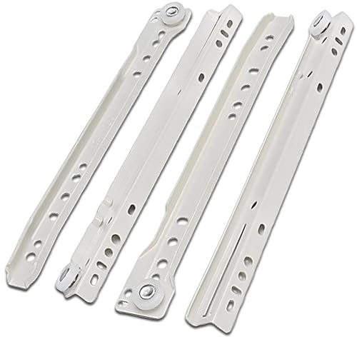 Guide Per Cassetti Con Montaggio Laterale E Inferiore, 1 Paio Di Binari Cassetti Bianche, Binario Per Cassetti Con Rotelle Per Cassetti Con Tastiera Per Computer E Armadio(40cm/15.7in)