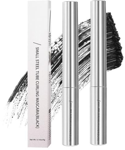 2 Stück Iron Eye Mascara, Iron Wand Mascara Metallbürste, 3D Curling Eyelash Wimperntusche Wasserfest Langlebig, Nicht Zusammenbackend, Nicht Verschmierend für Dichte und Volumen-Schwarz