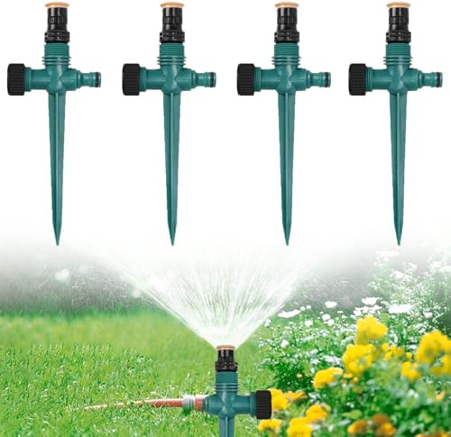 Ahuananhu Pack of 4 360° Rotating Lawn Sprinklers, Adjustable Garden Sprinklers, Automatic Watering System, Water Sprinkler for Garden, Lawn, Plants, Vegetables and Flowers