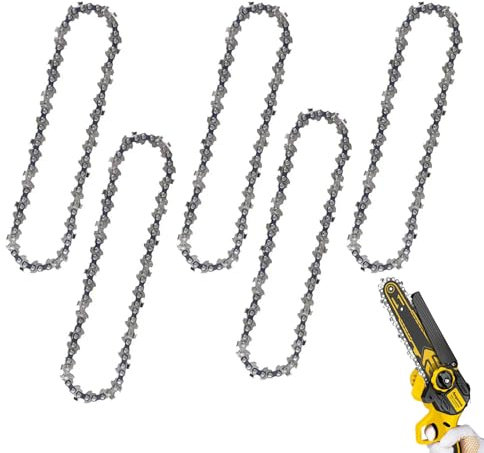 Mini Chainsaw Chain 6 Inch Hand Chain Saw Replacement Chains with 37 Drive Links 5PCS 1/4 LP 0.043 Gauge Cordless Electric Portable Mini Chainsaw Guide Chain for Branch Pruning Tree Trimming