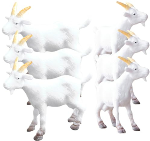 CLISPEED Figurines de Chèvres Blanches Mini Ornements Artisanaux 6pcs Réalistes en PVC pour Décoration de Maison et Bureau pour Terrarium et Plantes Succulentes