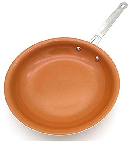 OWOHYG Non-stick Skillet Copper Skillet With Ceramic Coating for Easy Cleaning Skillet Crock Pot Cookware (D As shown)