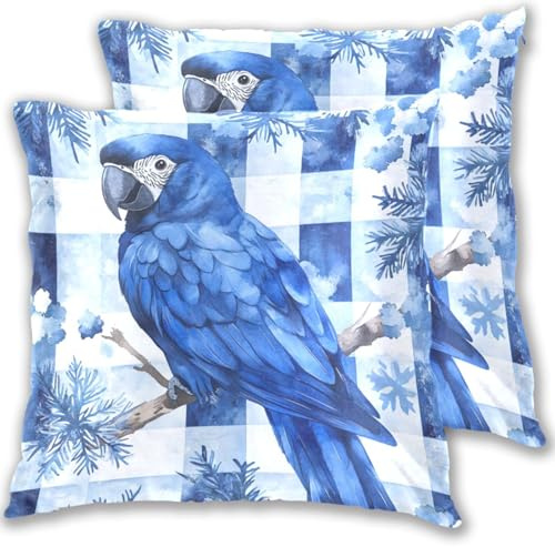 KLL Lot de 2 taies d'oreiller décoratives en satin de jacinthe de Noël et de buffle - 45,7 x 45,7 cm