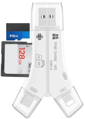 Lector de tarjetas SD para iPhone/iPad/Android/Mac/computadora/cámara, lector de tarjetas micro SD 4 en 1, visor de cámara de rastreo, lector de tarjetas de memoria portátil, adaptador de tarjetas SD