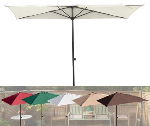 AGKANVCVNT Rechteckiger Marktschirm, Halber Sonnenschirm Balkon, Terrasse Halbschirm, Einstellbarer Höhe, Wandschirm, Gartenschirm Für Pool, Gastro, Cafés, 250X130cm(Beige)