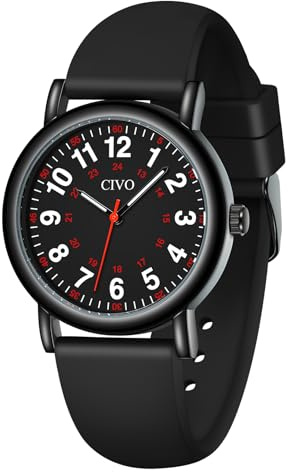 CIVO Damenuhr Krankenschwester Analog Wasserdicht: Leicht Lesbare 12/24 Stunden mit Sekundenzeiger - Geschenke Schwesternuhr für Damen Herren Studenten Silikonband