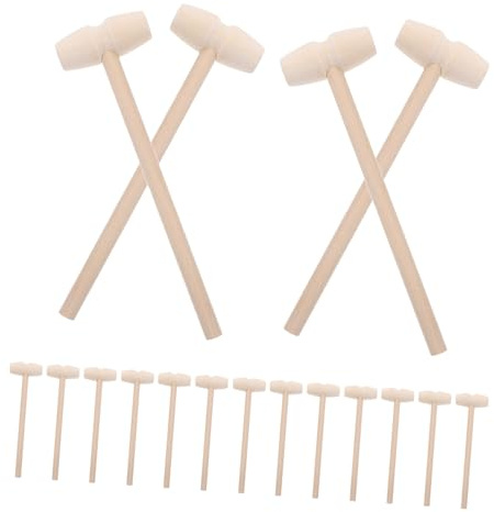 ibasenice 30pcs Mini Wooden Mallet Hammer for Cracking Small Wooden Hammer Toy for Boys and Girls Solid Wood Mallet for Cake Party and Boy Girl Play