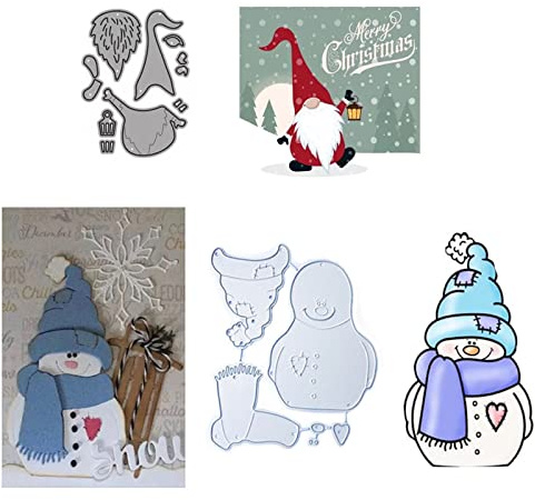 Bymivofun 2 delar set med julstansar, snögubbe, jultomte, präglingstenciler, för gör-det-själv scrapbooking-album papperskort, tårtdekoration, hantverk