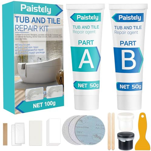 Tile Repair Kit, Shower Tray Repair Kits, Waterproof And Leak-Proof, Suitable for Scratches, Holes, Cracks, Chips, Dents, More Colour Choices (50g+50g)