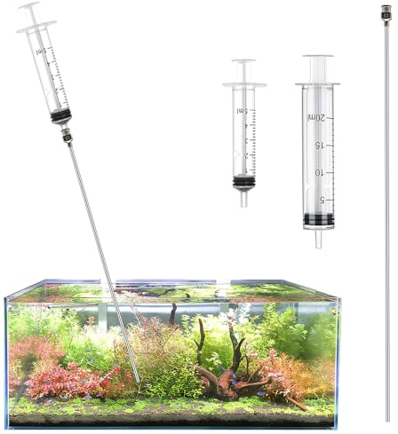 LINLAN Aquarium 30cm Acier Inoxydable Le kit d'aiguilles Longues en ，Comprend Une Aiguille Longue et Deux seringues (5 ML + 20 ML) pour la fertilisation et l'élimination des algues.