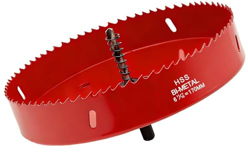 Scie cloche bi-métal 170 mm,HSS M42 Bi-Métal Scies-cloches Bois,avec adaptateur de tige triangulaire et foret de centrage,Idéal pour boîte de mur creux,Cloison Sèche, Plastique
