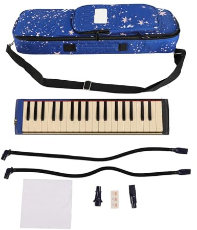 Melodica-Instrument mit 37 Tasten, Klavier, professionelle Lufttastatur mit doppelten weichen Röhren, 2 Mundstücken, inklusive Tragetasche, Noten und Zubehör für Anfänger und