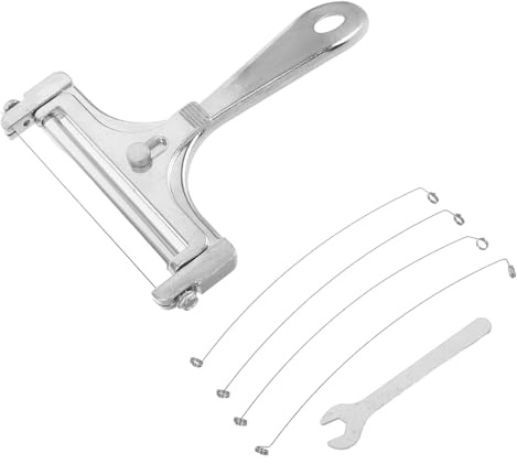 Lurrose Kit Cortador de Queso de Alambre de Acero Inoxidable 6 Piezas con 4 Alambres Extra y Llave Inglesa, Cortador Portátil para Queso Duro y Mantequilla, Utensilio Cocina Hogar