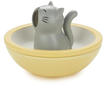Balvi Cuenco aperitivo Hungry Cat Color amarillo Bol para aperitivo 2 en 1 Cerámica 16cm