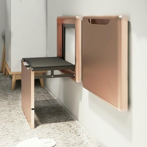 YYLMKMFC Taburete for Cambiar Zapatos de Metal montado en la Pared, Asiento Plegable con Almohadilla Suave, Silla Plegable, Taburete Oculto Multifuncional, sillas(C,Without armrest)