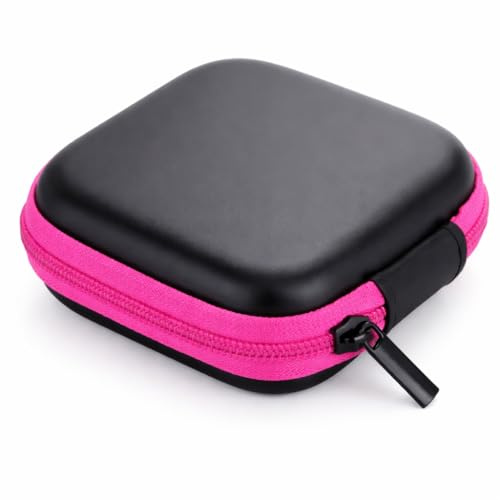 AKORD Small Square Earphone & USB Cable Carrying Case - Rose