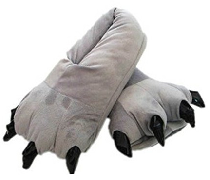MAKFORT Adulte Unisexe Velours Griffe De La Patte Animale Chaud Chausson Chaussure Vert nouveauté Monster Pince Pantoufles Idéal Cadeau Noël Automne/Hiver…