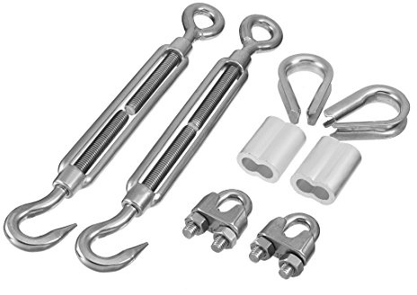 Aexit Wire Rope Aluminum Sleeve Clip Thimble M10 Thread Hook Eye Turnbuckle Hardware Kit 2 Sets (c9c1d15ac417fd258c16997cd52abd3b)