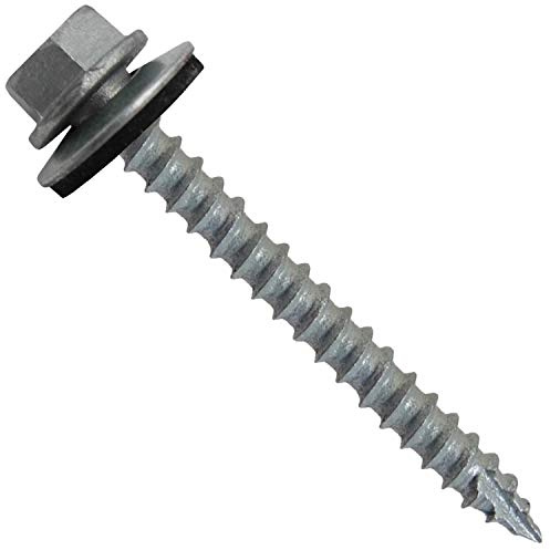#14 Metal Roofing Screws: (250) Screws x 2-1/2 Galvanized Hex Head Sheet Metal Roof Screw. Self Starting Metal to Wood Sheet Metal Screws with EPDM Washer. for Corrugated Roofing