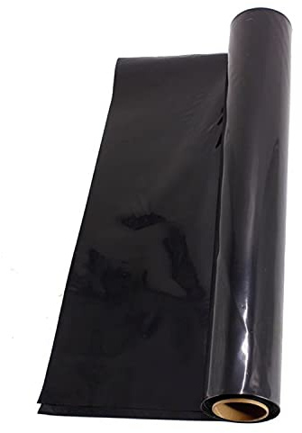 HFS(R) Black Plastic Sheeting Tarp Roll 6 MIL Vapor Barrier Moisture Barrier for Painting, Plastic Mulch, Weed Barrier, Concrete Moisture, Construction Film, Lumber Tarp, Ground Cover (10FTX25FT)