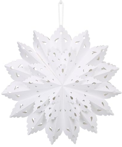 A29-4: Weißer Faltstern - Hängende Papier Schneeflocken Dekoration für Fenster, Hochzeit, Taufe & Weihnachten - 45cm