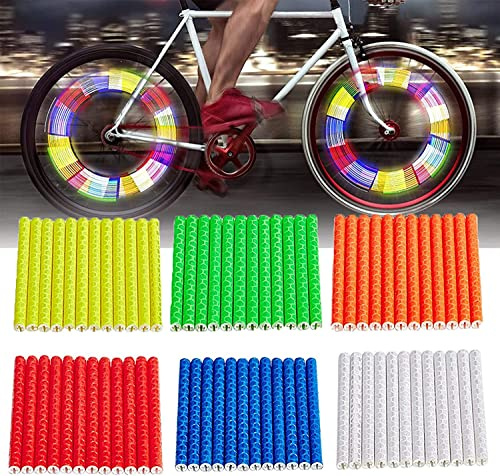 LATRAT 72 Stück Fahrradspeichen-Reflektoren für Radfelgen, Speichenabdeckung Fahrrad Speichen Sticks Speichenreflektoren Für Mountainbikes Fixed Gear Bicycle Offroad Bikes 6 Farben
