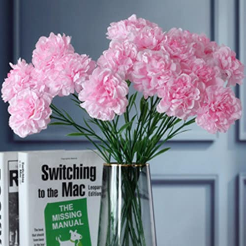 Künstliche Blumen, 45,7 cm, 10 Stück, Nelken-Blumen, Seide, Hortensien, Brautschmuck, Hochzeitsstrauß für Zuhause, Garten, Party, Büro, Café, Haus, Dekorationen (Rosa)