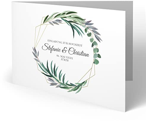 (100 x) Einladungen zur Hochzeit Hochzeitskarten Einladungskarten Karten Eukalyptus