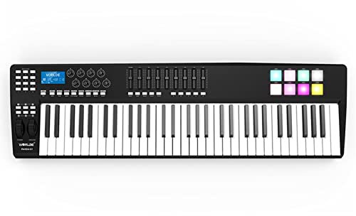 Teclado Piano Portátil De 61 Teclas Midi USB Controlador De Teclado 8 RGB Colorido Almohadillas De Gatillo Retroiluminadas Piano Midi Controller