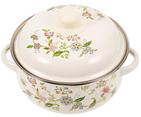 Yardwe Ceramic Hot Pot Stockpot Cooking Pot Floral Christmas Iron Saucepan Slow Cooker Kitchen Soup Pot Soup Cookware Kitchen Stew Pot Ramen Pot Glass Ceramics Baby Onion Enamel