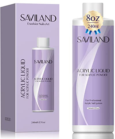 Saviland 240ML Acrylic Liquid -Acrylic Liquid for Acrylic Powder Professional Acrylic Nail System Nail Extension French Manicure Starter Acrylic Nail Kit for Nail Salon Home DIY