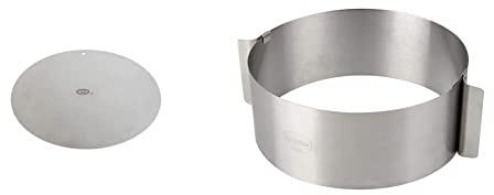 Dr. Oetker Deko- und Transportplatte, Ø32cm, Küchenhelfer aus hochwertigem Edelstahl, Farbe: silber & 1919 Tortenring Ø16- Ø30cm, perfekt geeignet für Schichttorten, (Farbe: silber)