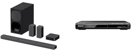 Sony HT-S40R - 5.1.-Kanal-Soundbar (inkl. kabelgebundenem Subwoofer, kabellosen Rear-Lautsprechern, Bluetooth, Surround Sound, Dolby Digital), Breit & DVP-SR760H DVD-Player/CD Player schwarz