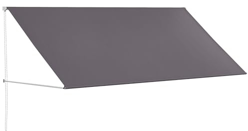 Outsunny Store Banne Manuel Inclinaison Réglable 300 x 120 cm Gris Foncé