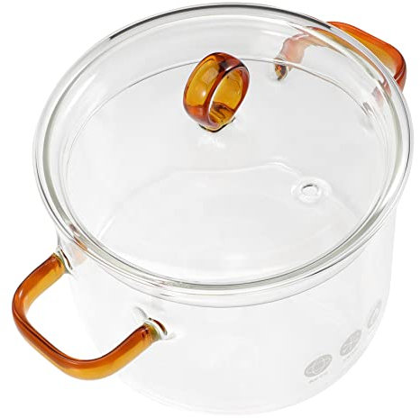Yardenfun Marmite En Verre 1500 Ml Avec Couvercle Double Poignée En Verre Borosilicaté Résistant Haute Température Pour Cuisson Familiale Et Électroménager