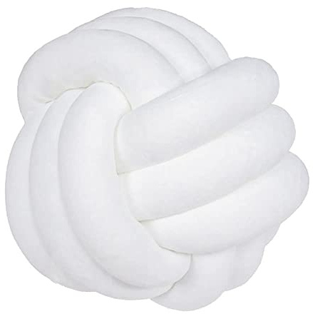 GYCS Weiche Knoten Ball Kissen Knoten Kissen knotenkissen Bett Gefüllte Kissen Wohnkultur Kissen Ball Plüsch Bett deko Werfen gut gut abgedichtet-Padded,Weiß,22cm