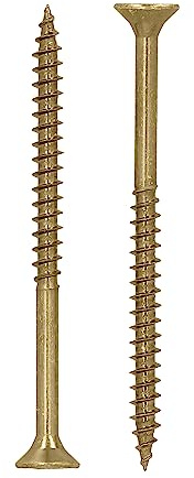 HELPMATE – Vis universelles tête fraisée – 5x70 mm – passivées jaune – 180 vis à bois avec entraînement en T et filetage partiel – Boulons pour panneaux de particules pour l'intérieur