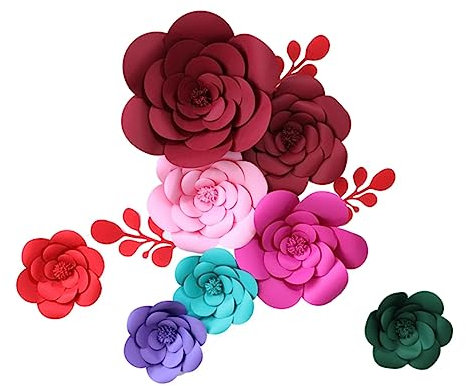 Homoyoyo Papierblumen Wanddeko Rosenrot Für Party Hochzeit Hintergrund Dekoration DIY Blumen Wanddeko Fotorequisite Zuhause Valentinstag Geburtstag
