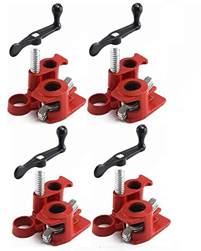 Youyijia 4 Set Wood Pipe Clamps - 3/4 Wide Base Iron Woodworking Clamps for Workbench Gluing and Construction
