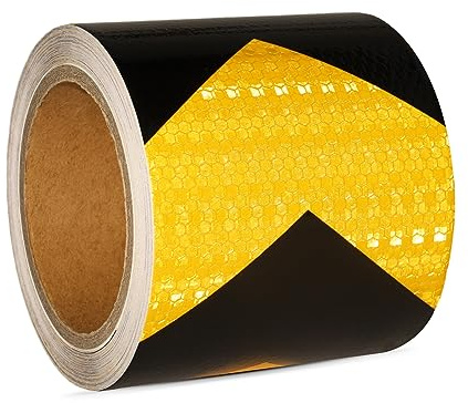XFXIA Reflektierendes Klebeband Gelb&Schwarz 10m x 10cm Wasserdicht Reflektorband Selbstklebend Warnklebeband Sicherheitsband-Conspicuous Warning Tape für Fahrzeuge,Autos,Anhänger,Draussen