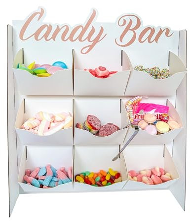 Candy Bar - Süßigkeiten Automat mit 9 Fächern und Zange - Candy Bar Zubehör Hochzeitsdeko Kaugummiautomat - Für Jelly Beans Gummibärchen Weingummi Jelly Fruit