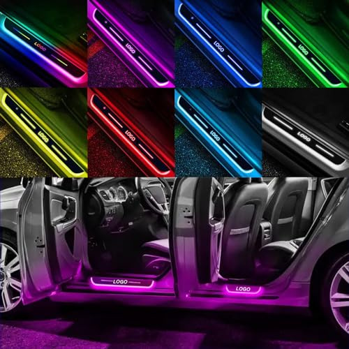 Battitacco LED Magnetico per Auto, Logo o Testo Personalizzato, 7 Colori/28 Modalità, Luci di Cortesia per Portiera, Auto-Sensing, Senza Fili per Pedali