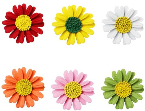 Syrvnto 6 Stück Anstecknadel Brosche Blume Emaille Daisy Brosches Damen Blumen Sonnenblumen Broschen Gänseblümchen Brosche Dekorationen für Schals Pullover Kleider Anzüge Rucksäcke Taschen (6 Farben)