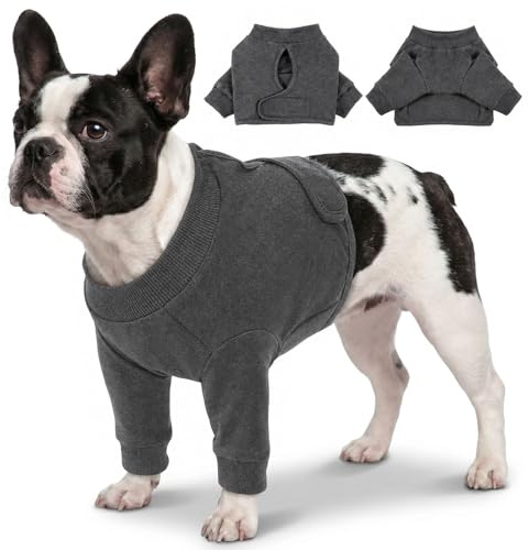 CITÉTOILE Hundebody Nach Op, Wundschutzanzüge für Hunde Mit Bein, Vornebeinschutz für Verletzung Hund, Anti-Wundlecken Op Body Hunde, E-Kragen Alternative, Grau, L