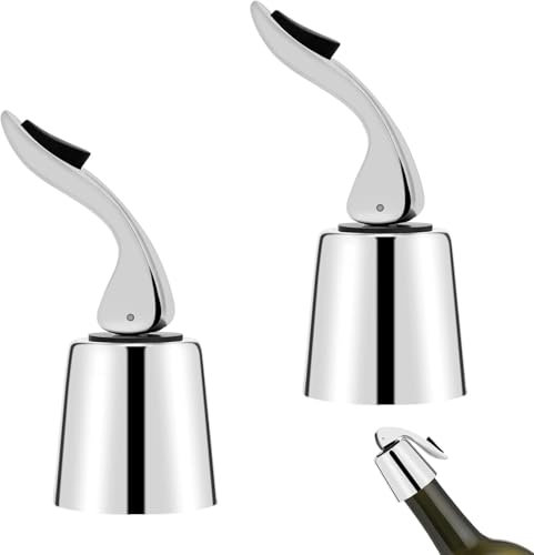 2 Piezas Tapones para Botellas de Vino de Acero Inoxidable Reutilizables, Tapón para Botellas de Vino, Espumoso y Champagne