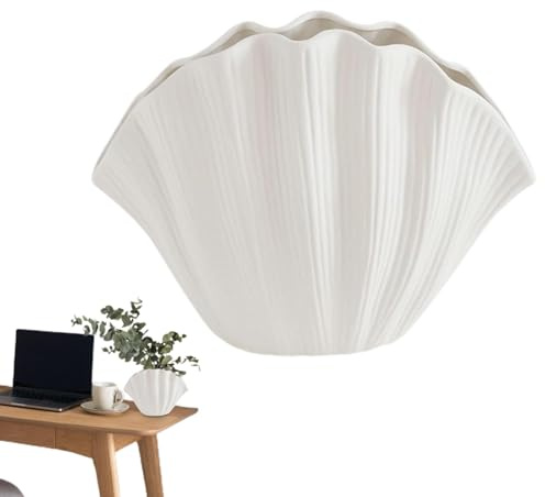 Muschelförmige Vase, Muschel Blumenvase, Weiße Vasen Für Dekoration, Muschelvase Für Wohnzimmer-Dekoration, Keramikvasen In Muschelform Für Frische Blumen, Esstisch, Büroräume, Modell B